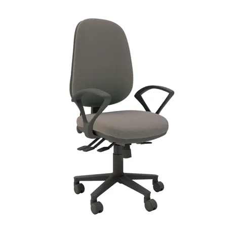 Multi-functional High Back Task Chair - Black Base - Fixed Arms - Confine